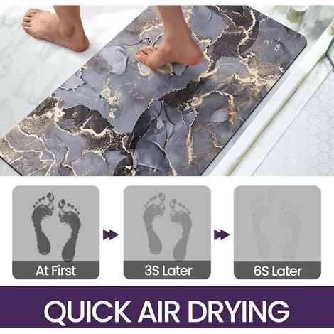 Alfombrilla antideslizante para baño de 40 x 60 cm, súper absorbente, de secado rápido, ultrafina, fácil de limpiar, para puertas de baño y sala de estar. (1/2)