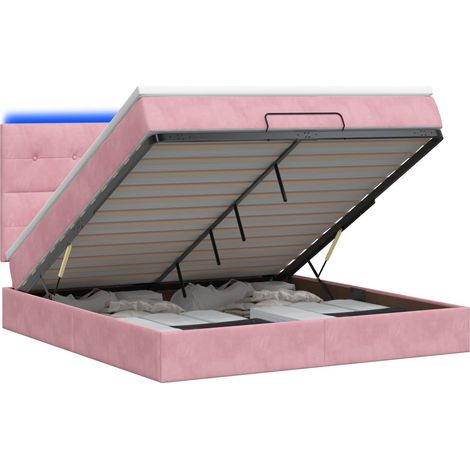 Maison Exclusive - Lit coffre avec matelas et LED Rose 160 x 200 cm Velours (1/5)