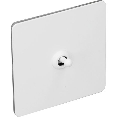 Support d'interrupteur à bascule mural, bascule ouverte simple, double commande, bord carré en métal, panneau en acier inoxydable, AC250V, blanc (1/5)