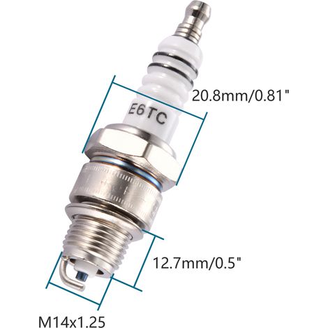 Replacement spark plugs for 4 white E6TC motorcycles, mopeds, and go-karts. (1/4)