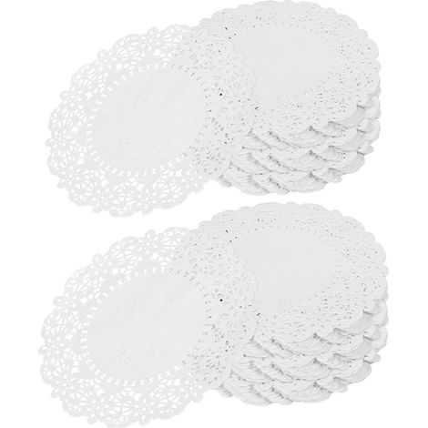 Napperons en papier ronds pour friterie, usage professionnel en restauration, 16,50 x 16,50 x 0,10 cm, blancs, jetables, lot de 140. (1/5)