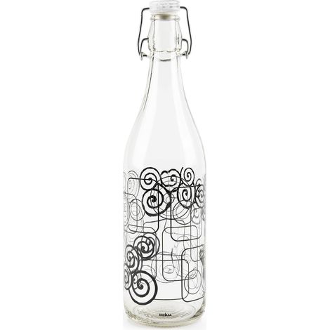Excelsa Magic Black Bottiglia Acqua, 1 Litro, Vetro, con Guarnizione (1/2)