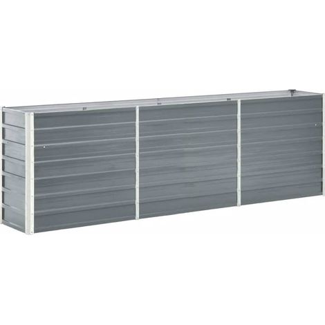 Garden Raised Bed Galvanised Steel 240x40x77 cm Grey vidaXL