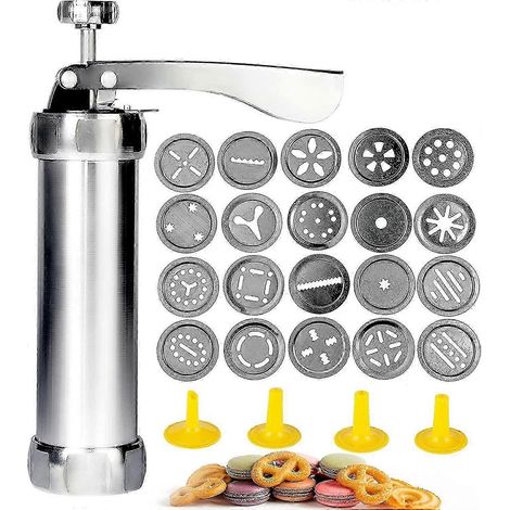 Emporte-pièce à extrusion pour pâtissier amateur, pistolet à biscuits en acier inoxydable avec plaque de découpe (1/5)