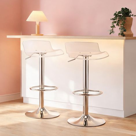 Tabouret de bar transparent en acier 39 x 39 x 87 cm (1/5)