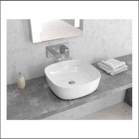Lavabo appoggio 41cm in ceramica slim bianca Litos-0015 kamalu (1/2)