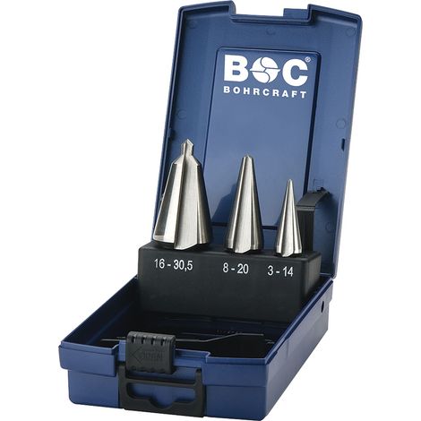 BOHRCRAFT Blechschälbohrer-Satz HSS Gr.1-3 Bohrer ø 3.0-30,5 mm 4-teilig (1/2)