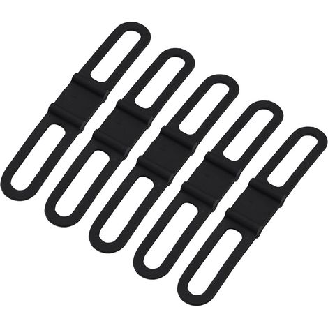5 pièces/set Bande de fixation en silicone pour vélo, support pour lampe torche, accessoire cycliste polyvalent (1/5)