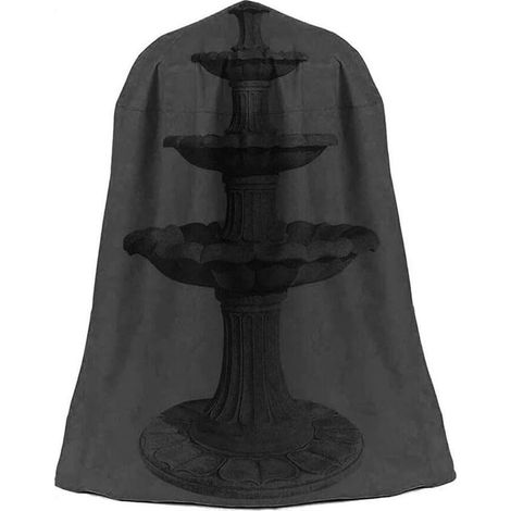 Housse de protection imperméable pour fontaine de jardin, noire, diamètre 122 x hauteur 173 cm, tissu Oxford 210D, protection hivernale, coupe-vent (1/5)
