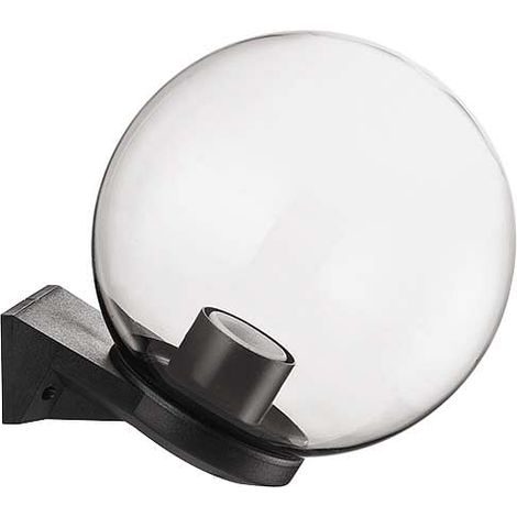 Applique sfera con braccio, in policarbonato e metacrilato, Ø 20 cm, e27 - 1x60w, ip44, colore trasparente