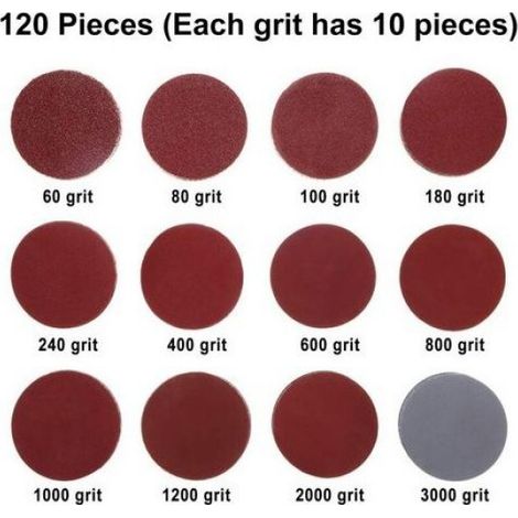 Disques Abrasifs - 120 Pièces Grains 60 à 3000 - Diamètre 50 mm - Pour Meulage et Polissage - Kit Complet (1/5)
