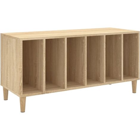 Práctico armario para discos mueble de almacenamiento para sala de estar 100 x 38 x 48 cm de madera contrachapada roble sonoma 020049217 (1/5)