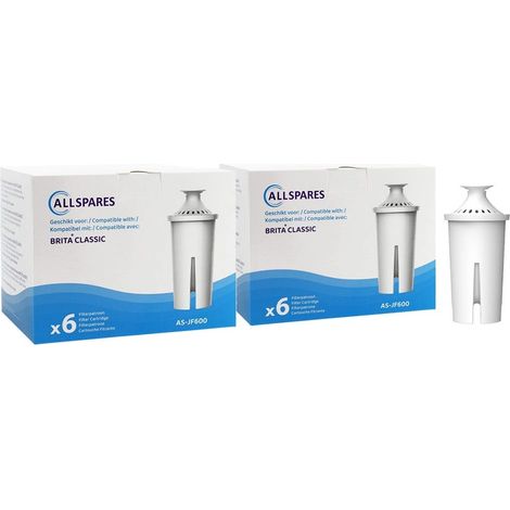 Cartuchos de filtro AllSpares (12x) adecuados para jarras de agua Brita más antiguas Filtros de repuesto para Brita Classic (1/5)