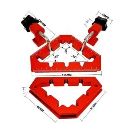 NALOOKAMIC  Pince d'angle en alliage d'aluminium pour fixation de panneau auxiliaire 45/90 degrés Pince carrée Outil de charpentier Pinces d'angle pour le travail du bois（1 articles）