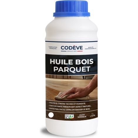 Huile Parquet - 1 L   - Codeve Bois - Merisier - Pour La Protection D'un Parquet Massif, Plancher, Escalier, Sol En Bois.