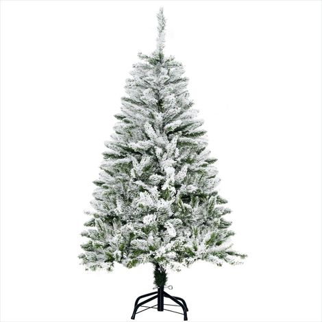Sapin de Noël artificiel enneigé 120 cm avec 200 branches PVC (1/5)