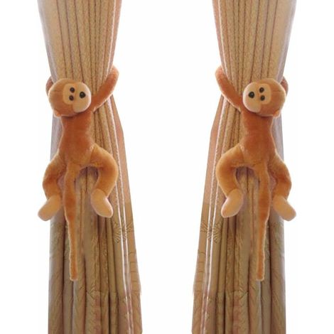 Lot de 2 crochets pour rideaux de chambre d'enfant Motif singe-Marron (1/3)