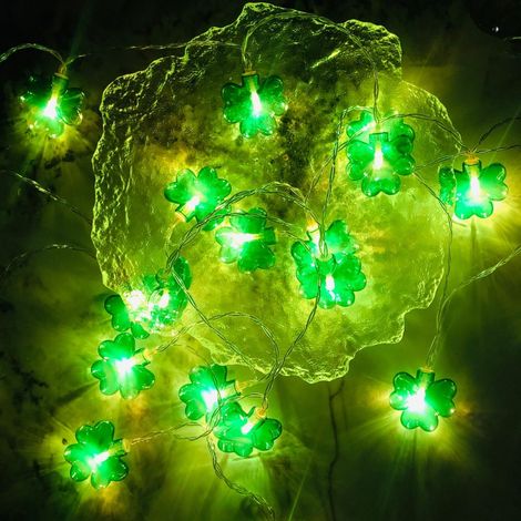 Guirlande Lumineuse Extérieure - 10 Pieds - 20 LED Vertes - Étanche IP64 - Alimentée Par Piles - Pour Décoration Saint-Patrick (1/3)