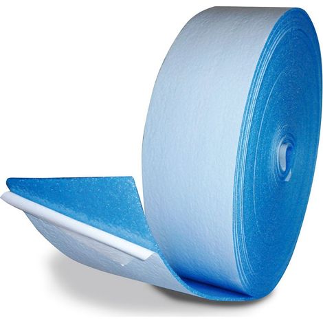 Fascia perimetrale totalmente adesiva con bandella, colore blu, spessore 8 mm, altezza 150 mm, rotolo da 50 metri 044A0815B5BLU
