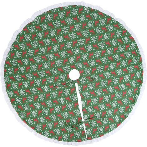 Jupe Pour Arbre De Noël - 110 Cm - Motif Flocon De Neige Et Cerf - Pour Décoration Intérieure Et Extérieure - 1 Pièce (1/5)