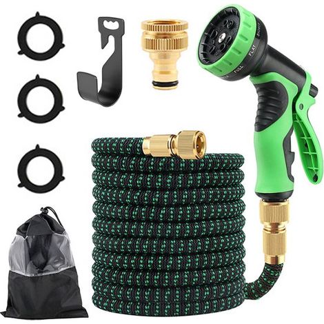 Tuyau d'arrosage extensible – 7,5 m – Résistant aux torsions – Flexible – Jardin, terrasse, lavage auto (1/5)