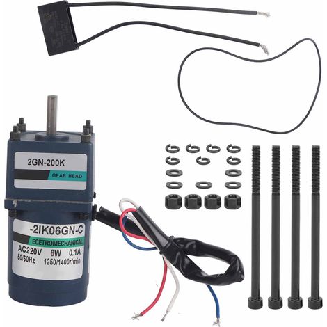 Micro-moteur à engrenages 6W AC220V (XD2IK06GNC, réducteur à vitesse fixe avec condensateur) (1/5)
