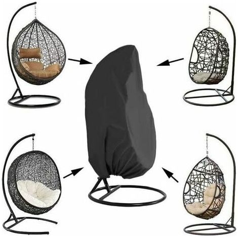 royaluxe - Housse de Chaise Suspendue de Jardin, Housse de Chaise Suspendue Imperméable en Rotin, Couverture d'Œuf, Chaise Résistante à l'eau et à la Poussière - 190x115cm, Noir (1/5)
