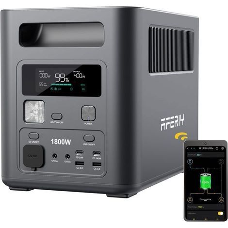 Tragbare Stromstation - AFERIY - P180 - 1800W - 1024Wh LiFePO4 - APP UPS - 7 Jahre Garantie