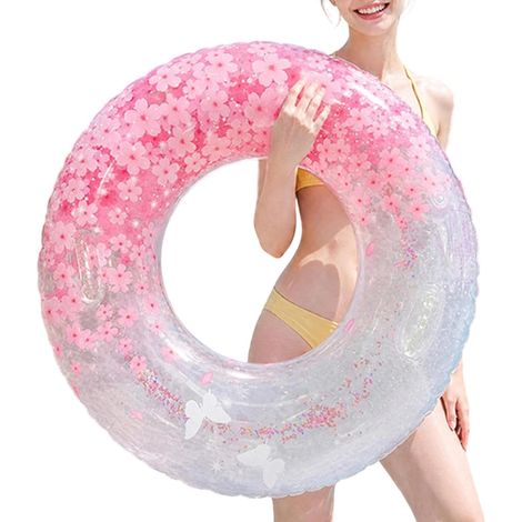 Schwimmring für Pool, mit ergonomischem Griff und Pailletten, rund, für Anfänger, Erwachsene, Wasserstrand, See, Fluss, Party, Fotozubehör (1/5)