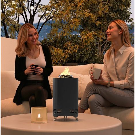 Brasero portátil sin humo de acero gris para exterior OKMYHOME (1/4)