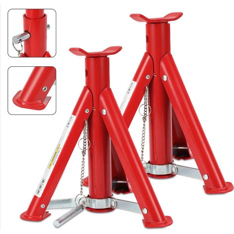 Randaco Unterstellbock 2x 3T verstellbar Auto Unterstellböcke 3000 kg höhenverstellbar zusammenklappbar Red (1/5)