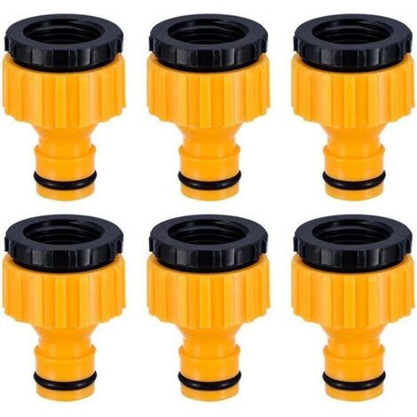 Plastic 3/4'' and 1/2'' BSP 2in1 Garden Hose Faucet Threaded Connector Threaded Faucet Adapter 6 Pack (1/5)