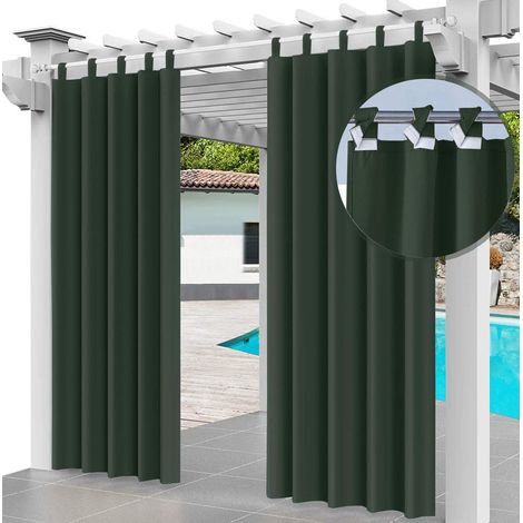 2 Rideau Extérieur Imperméable 220x155cm Protection UV Coupe-Vent Polyester Pour Jardin Patio Pergola