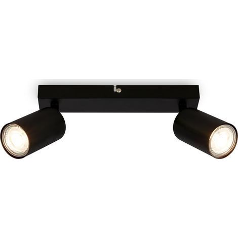 1 Plafonnier LED, Douille GU10, Max 9W, Métal Noir, Orientable, Salon Chambre Cuisine (1/5)