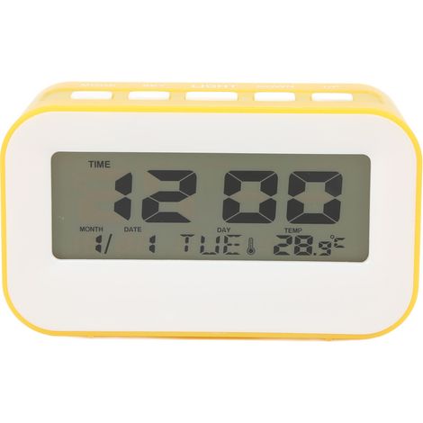 Réveil numérique LCD pour enfants avec rétroéclairage, alarmes musicales, compte à rebours et rappel d'anniversaire (jaune) (1/5)
