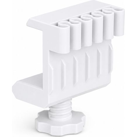 Soporte para cables de escritorio, organizador de cables blanco con pinza