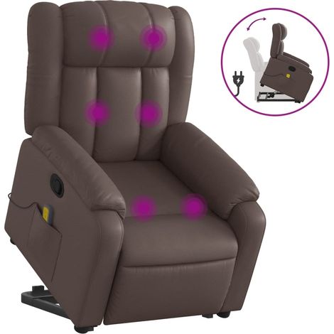 vidaXL Sillón reclinable de masaje de pie de cuero sintético marrón (1/2)