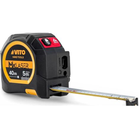 Ruban métrique 5m et Laser télémètre 40m Affichage rétro éclairé IP54 Affichage LCD Rétroéclairé Recharge USB-C VITO