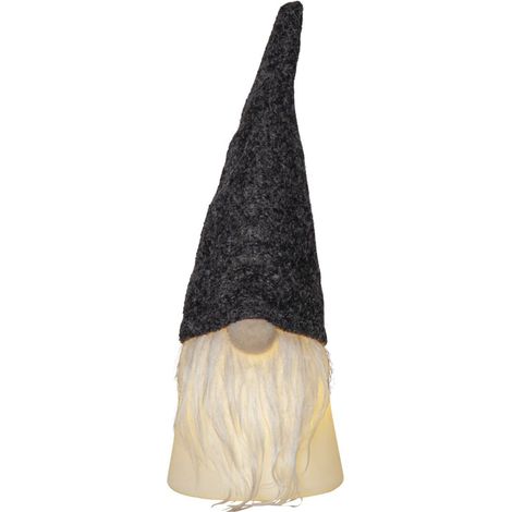 Star Trading Nain de Noël lumineux « Joylight » avec bonnet en laine, piles + minuteur, gris, H 18 cm