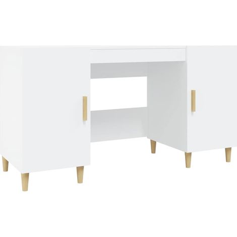 Scrivania Tavolo da ufficio Bianca 140x50x75 cm in Legno Multistrato (1/5)