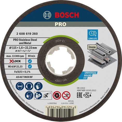 Bosch PRO Stainless Steel and Metal X-Lock Trennscheibe, 115 x 1.6 x 22.23 mm, gerade, oSa (1/5)