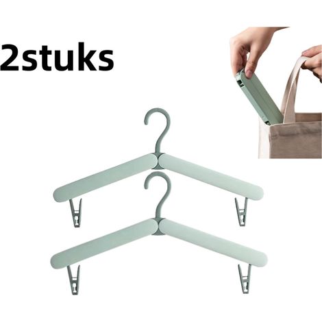 Lot de 2 cintres - Cintre - Pinces à linge - Étendoir de voyage pliable - Cintre portable avec pinces à chaussettes - Système de suspension multifonctionnel pour usage intérieur et extérieur - Traduct (1/5)