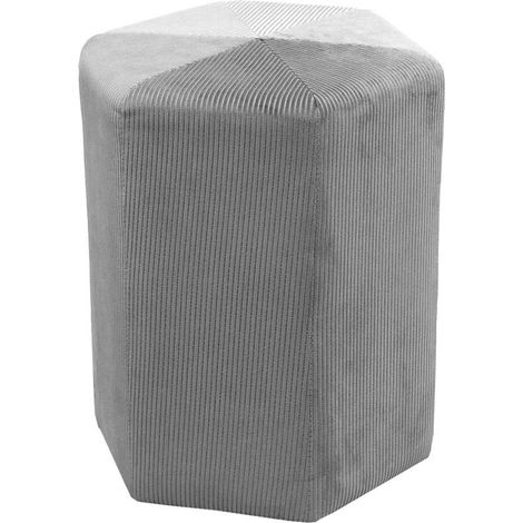 Pouf - HOME DECO FACTORY - GIULIA - Velours Côtelé - Gris (1/4)
