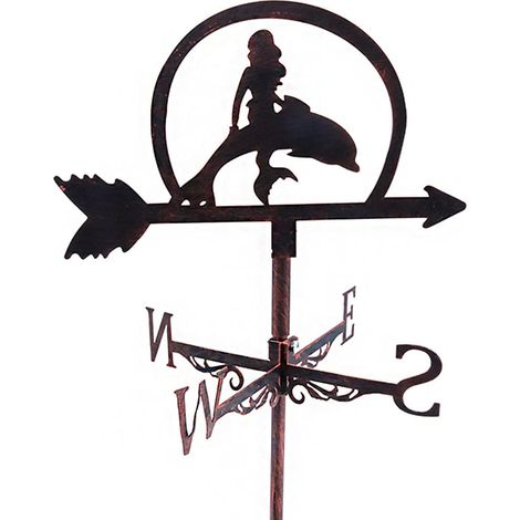 Mermaid Weather Vane Metal Vintage Direction Indicator Outdoor Garden Roof Paddock Decorative Weathervane (1/5)