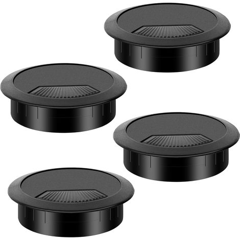 4 pièces Cache pour câble de bureau 60 mm Passe-câble pour table de travail en plastique noir pour fils de bureau informatique de bureau (1/5)