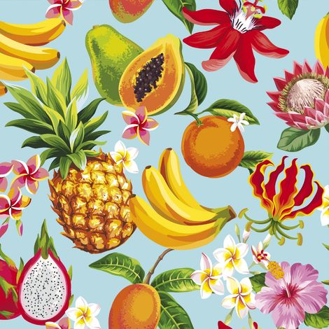 Telas decorativas para exteriores Oxford - Motivo de frutas exóticas (1/5)