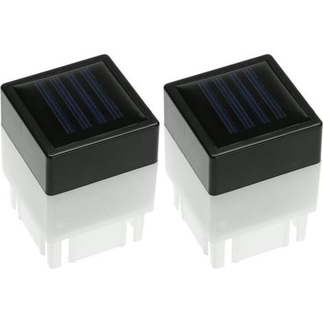 Lampes solaires carrées pour poteaux de clôture, éclairage extérieur pour clôtures et terrasses (lot de 2) (1/5)