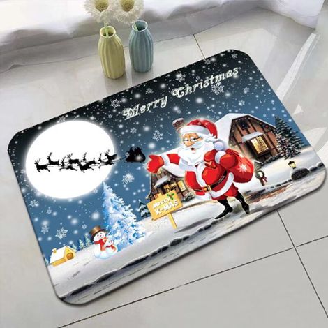 Tapis d'arbre de Noël Père Noël bonhomme de neige, tapis de salle de bain, antidérapant, tapis de cuisine, décoration, très absorbant-5080 cm (1/5)
