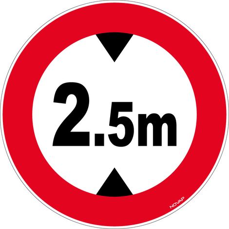Novap – Panneau de signalisation rigide hauteur limitée 2,5m – Ø450mm – Résistant aux chocs – Trous de fixation – 4080291