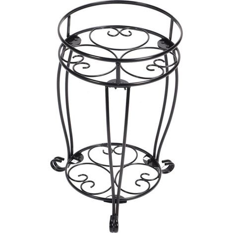 Support métal double étage pour pots de fleurs, porte-plante en fer forgé style européen, décoratif intérieur extérieur (1/5)